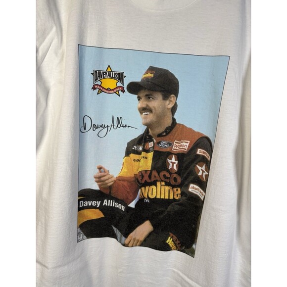 Vintage 90s Davey Allison Shirt Single Stitch Double Sided Nascar Adult XL - Picture 2 of 9
